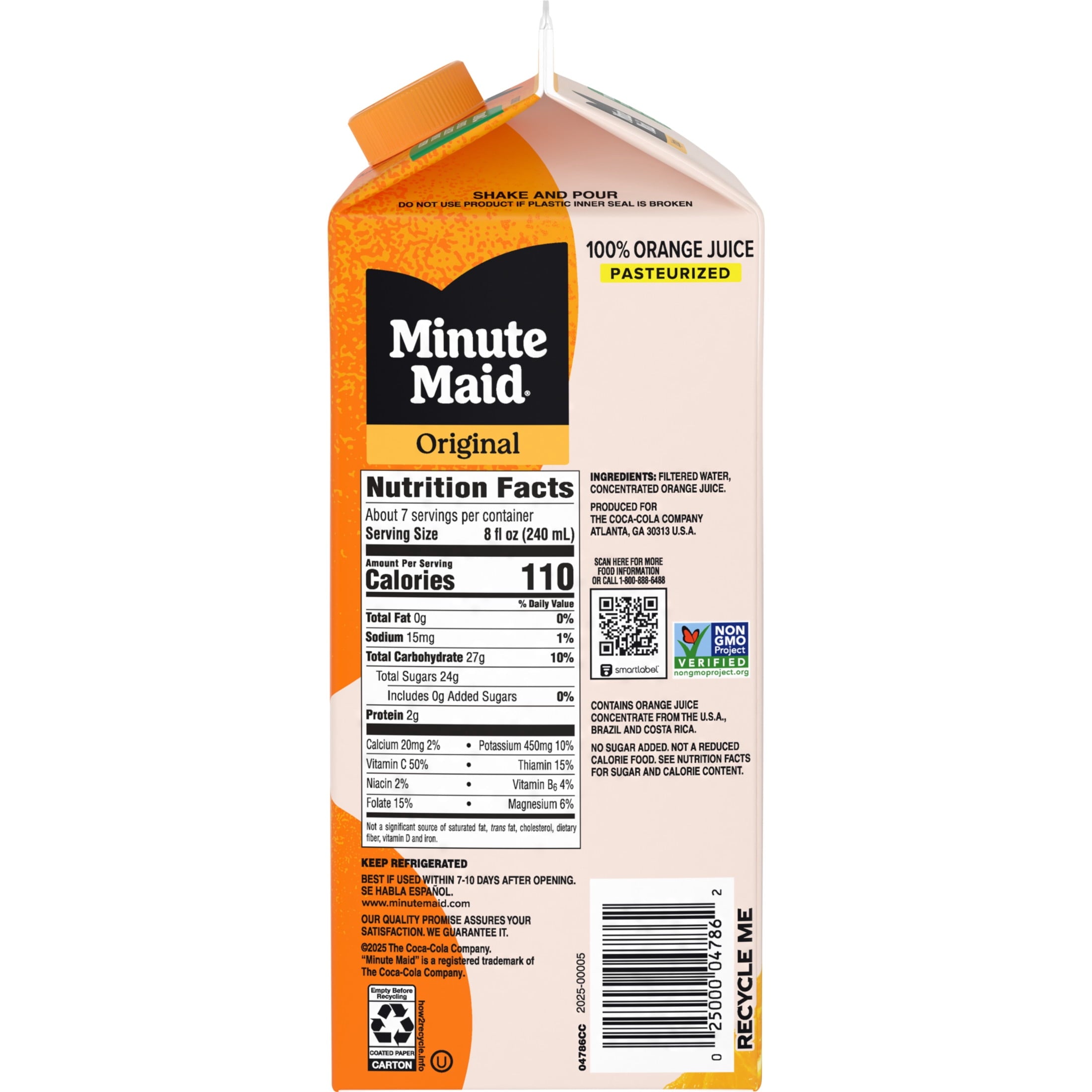Minute Maid 100% Orange Juice Low Pulp Refrigerated 59 fl oz