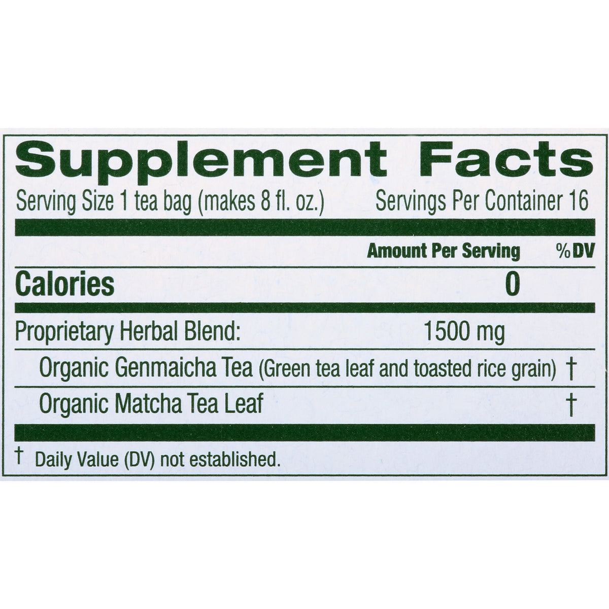 Traditional Medicinals Organic Green Tea Matcha with Toasted Rice Tea Bags 16 Count