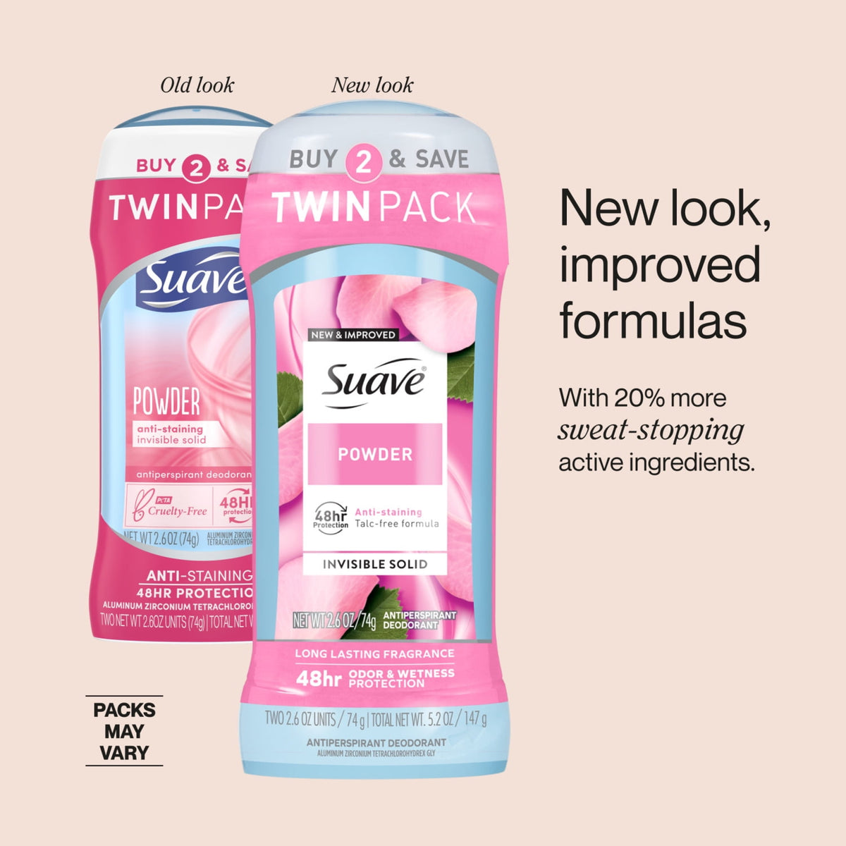 Suave Women Antiperspirant Deodorant Powder 48-Hour Protection 2.6 oz Twin Pack
