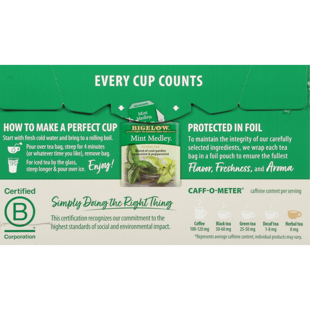 Bigelow Mint Medley Caffeine-Free Herbal Tea Bags 2.99 oz 20 Count