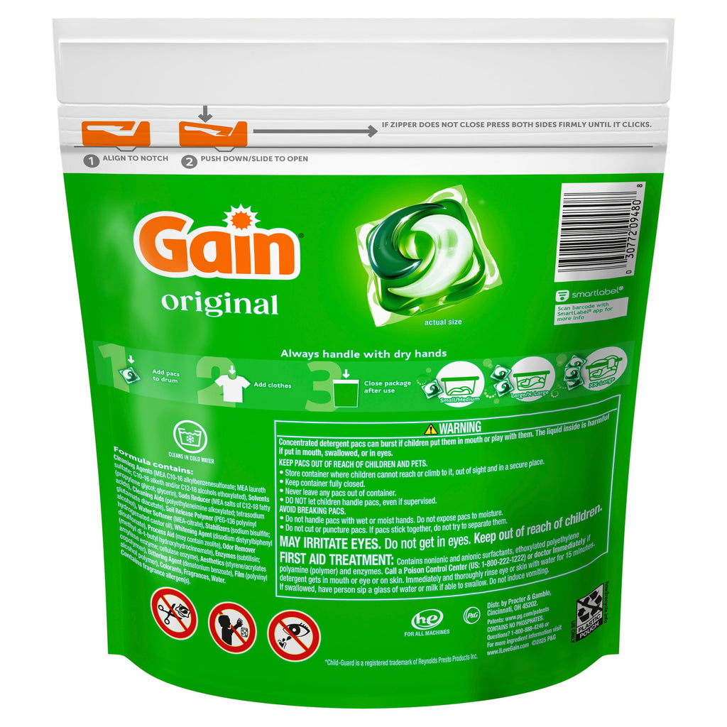 Gain Flings 4-in-1 Oxi Boost Febreze Laundry Detergent Pacs Original Scent 31 Count