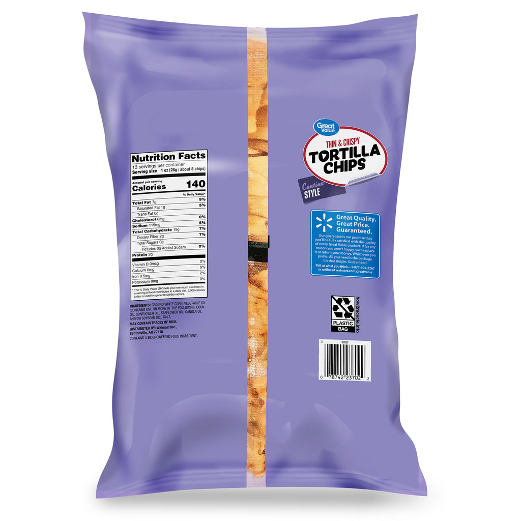Thin And Crispy Cantina Style Tortilla Chips 13 Oz Great Value