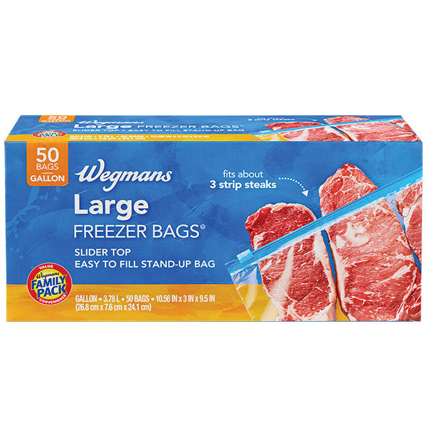 Wegmans Large Slider Freezer Bags Gallon Size 50 Ct