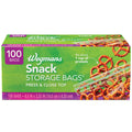 Wegmans Press & Close Top Snack Storage Bags 100 Count