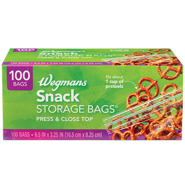 Wegmans Press & Close Top Snack Storage Bags 100 Count