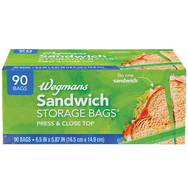 Wegmans Press & Close Top Sandwich Storage Bags 90 Count