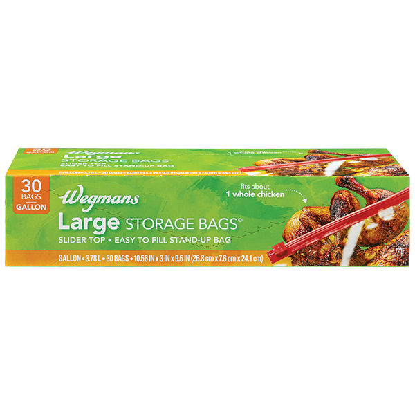 Wegmans Large Slider Top Storage Bags Gallon Size 30 Count