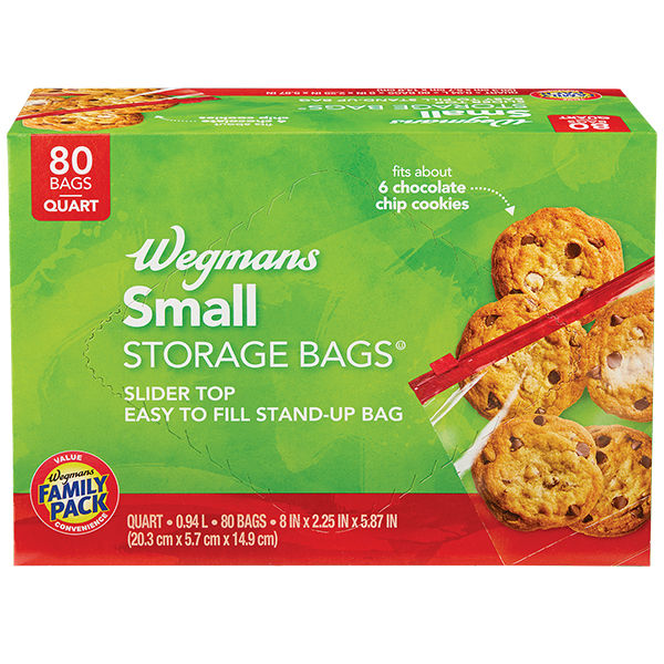 Wegmans Small Slider Top Storage Bags Quart Size 80 Count Family Pack