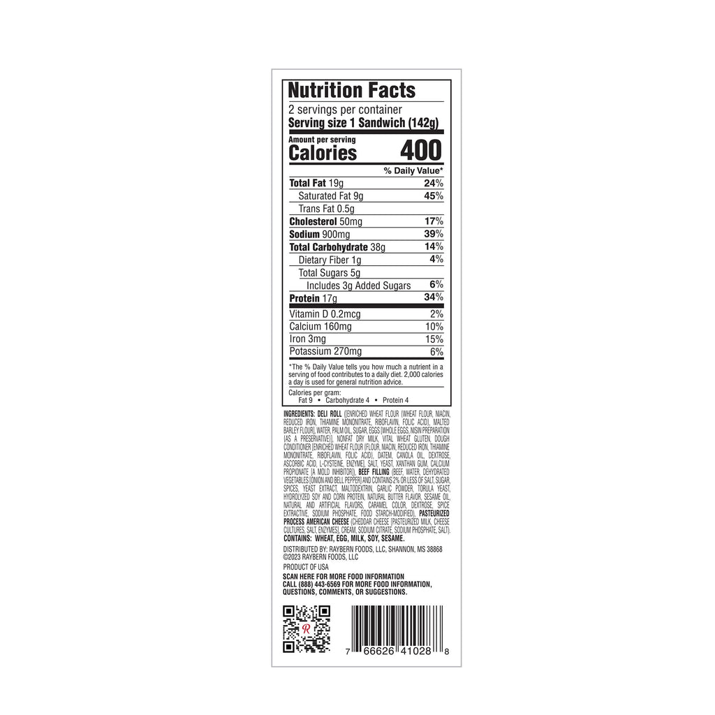 Raybern's Philly Cheesesteak Sandwich Frozen 10 Oz 2 Ct