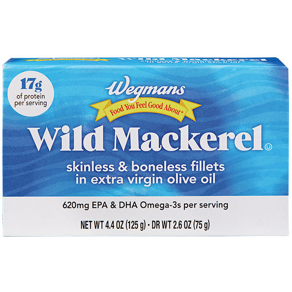 Wegmans Wild Mackerel Fillets in Extra Virgin Olive Oil 4.4 oz