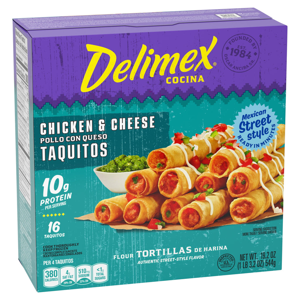 Delimex Chicken & Cheese Taquitos Frozen Snacks 16 Count 19.2 Oz