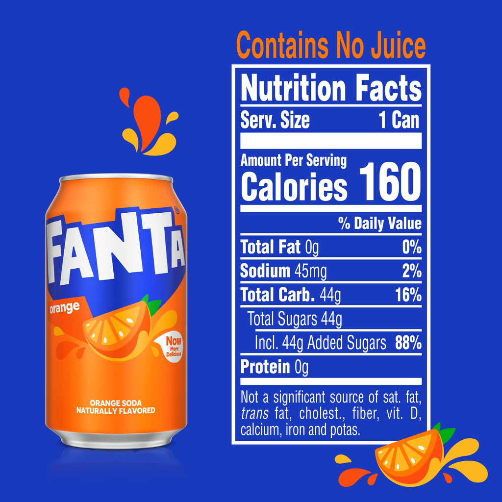 Fanta Orange Soda Pop Cans 12 Fl Oz 24 Pack