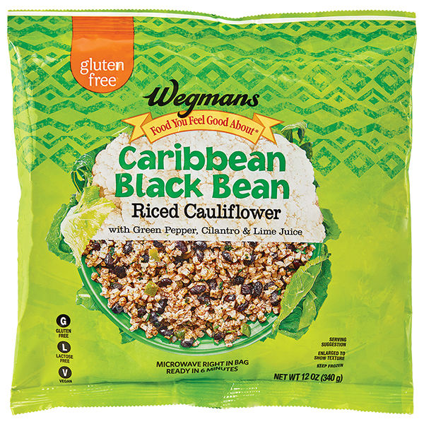 Wegmans Frozen Caribbean Black Bean Riced Cauliflower 10 Oz