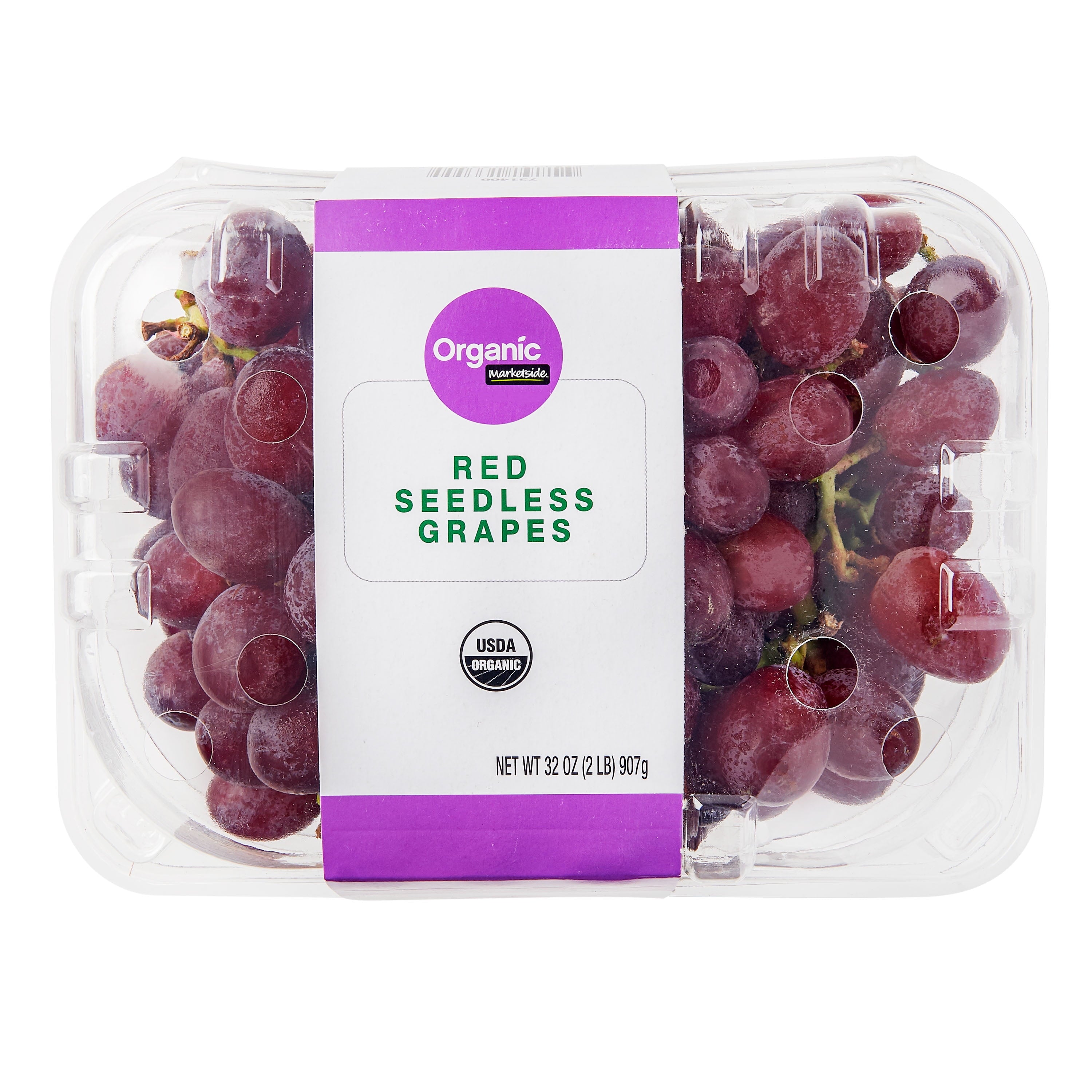 Fresh Organic Red Seedless Grapes 2 Lb