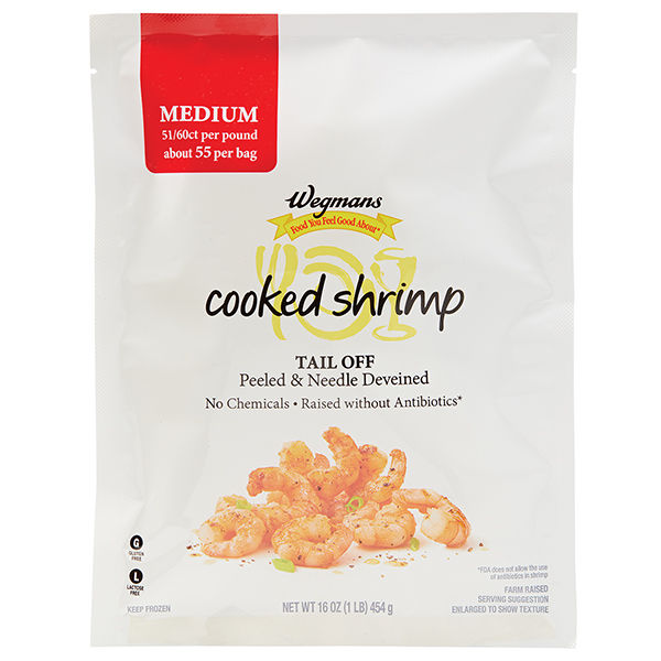 Wegmans Medium Cooked Tail Off Peeled & Deveined Shrimp Frozen 16 Oz