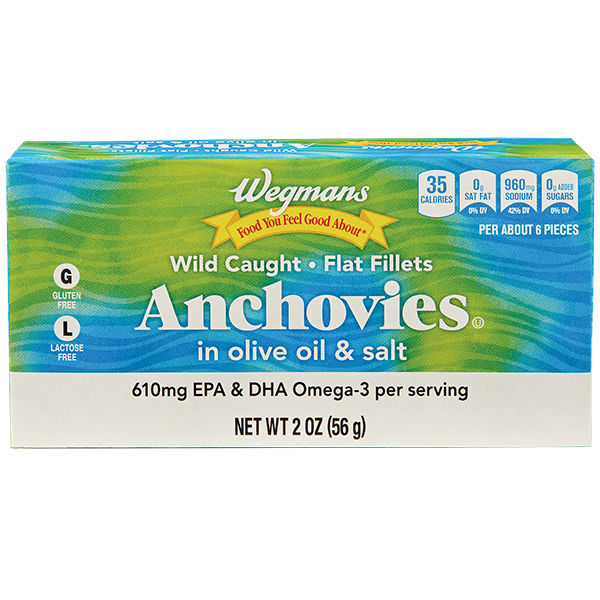 Wegmans Wild Caught Flat Fillet Anchovies in Olive Oil 2 oz
