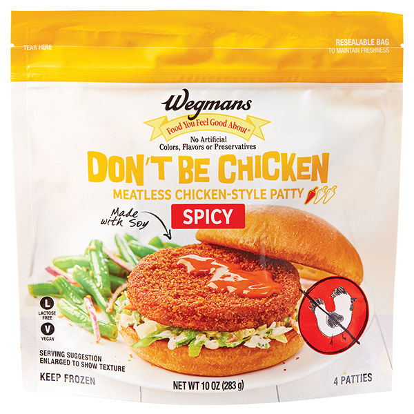 Wegmans Don't Be Chicken Meatless Spicy Chicken-Style Patty 4 Count 9 Oz