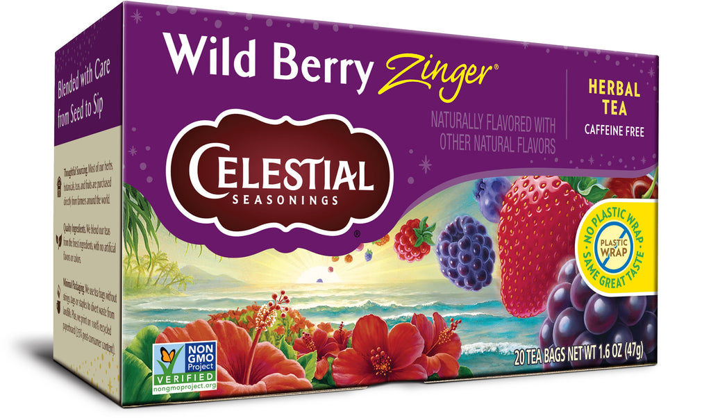 Celestial Seasonings Wild Berry Zinger Caffeine-Free Herbal Tea Bags 1.6 oz 20 Count