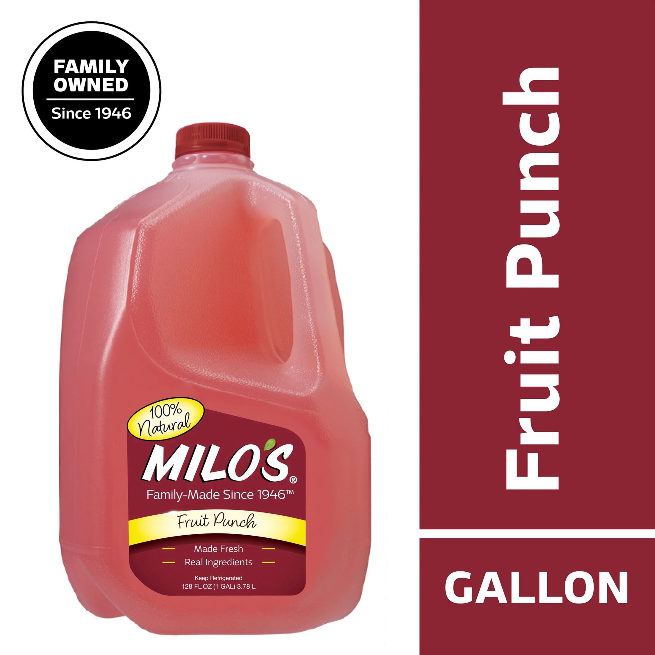 Milo's Fruit Punch 100% Natural Juice Drink Pulp-Free 128 fl oz