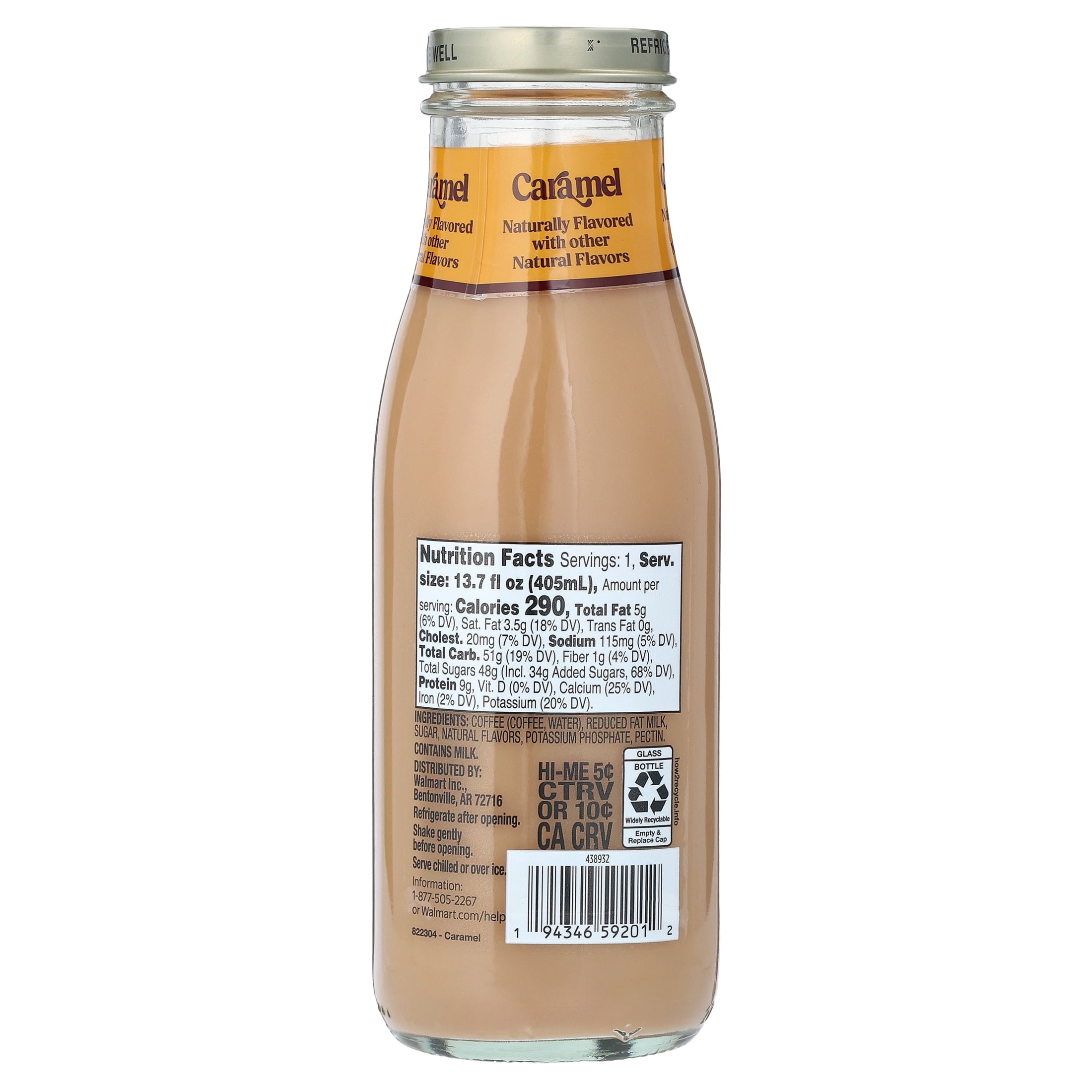 Great Value Iced Caramel Latte Coffee and Milk Beverage 13.7 fl oz