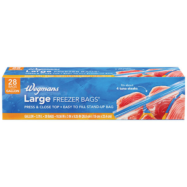 Wegmans Large Press & Close Top Freezer Bags Gallon Size 28 Count