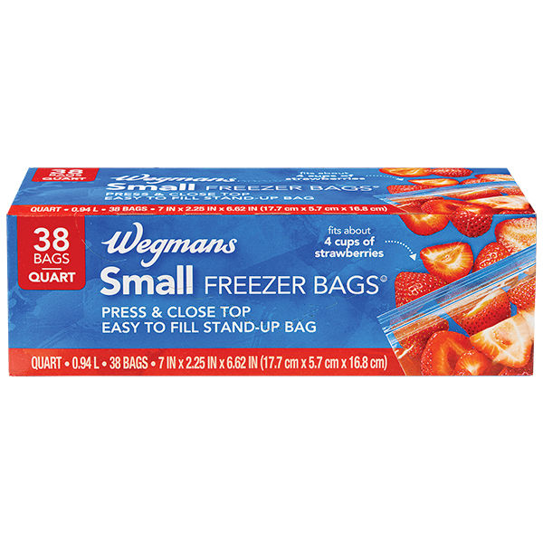 Wegmans Small Press & Close Top Freezer Bags Quart Size 38 Count