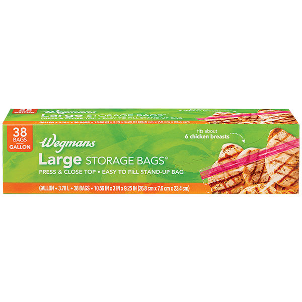 Wegmans Large Storage Bags Press & Close Top Gallon 38 Count