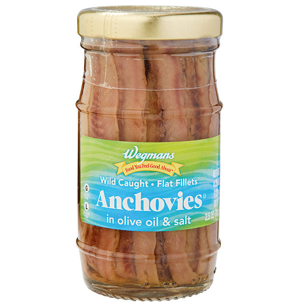 Wegmans Wild Caught Flat Fillet Anchovies in Olive Oil & Salt 4.25 oz