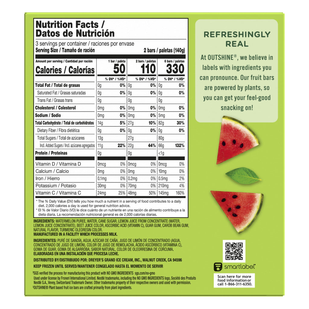 Outshine Watermelon Frozen Fruit Bars 6 Count