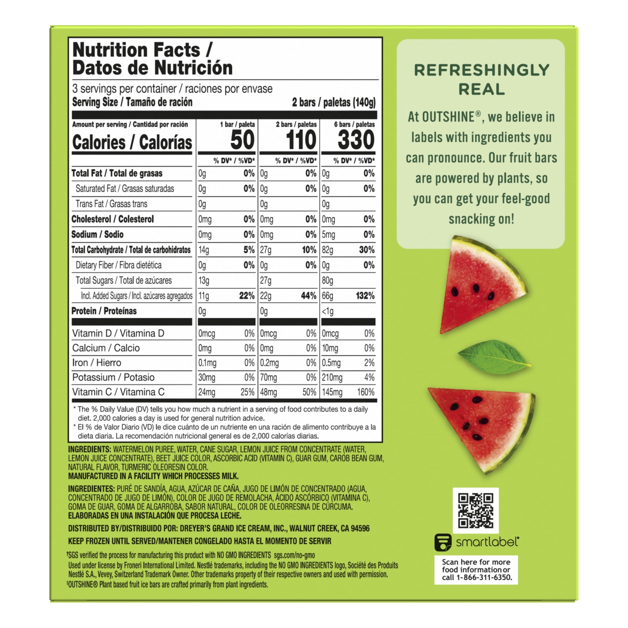 Outshine Watermelon Frozen Fruit Bars 6 Count