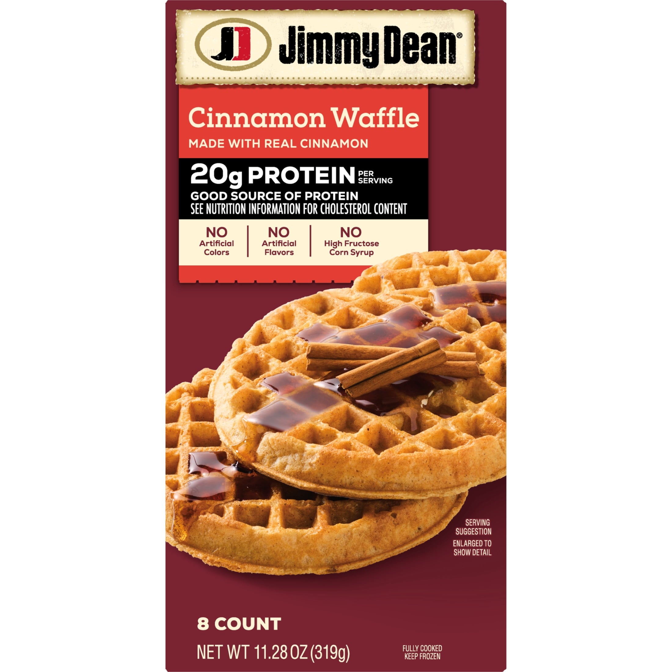 Jimmy Dean Protein Cinnamon Waffles Frozen 8 Count 11.28 Oz
