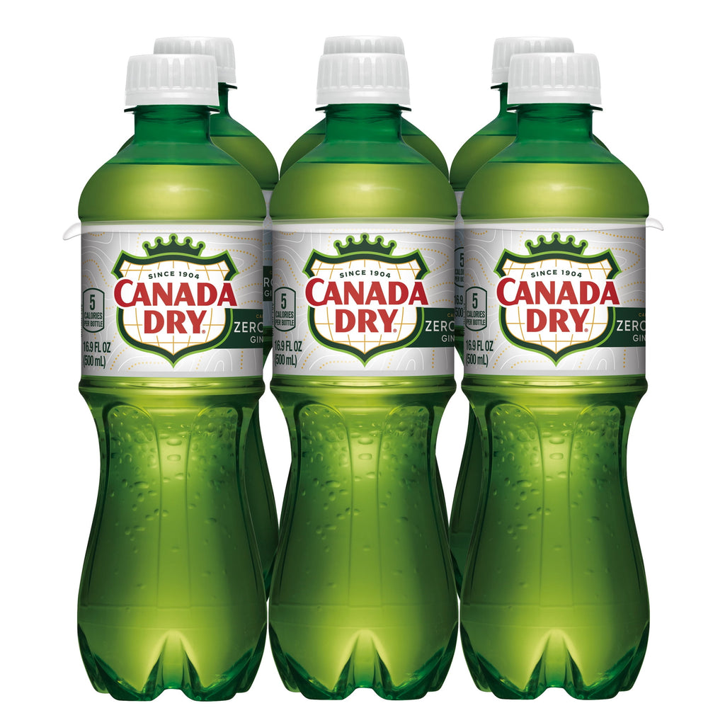 Canada Dry Caffeine Free Zero Sugar Ginger Ale Soda Pop Bottles 16.9 Fl Oz 6 Pack
