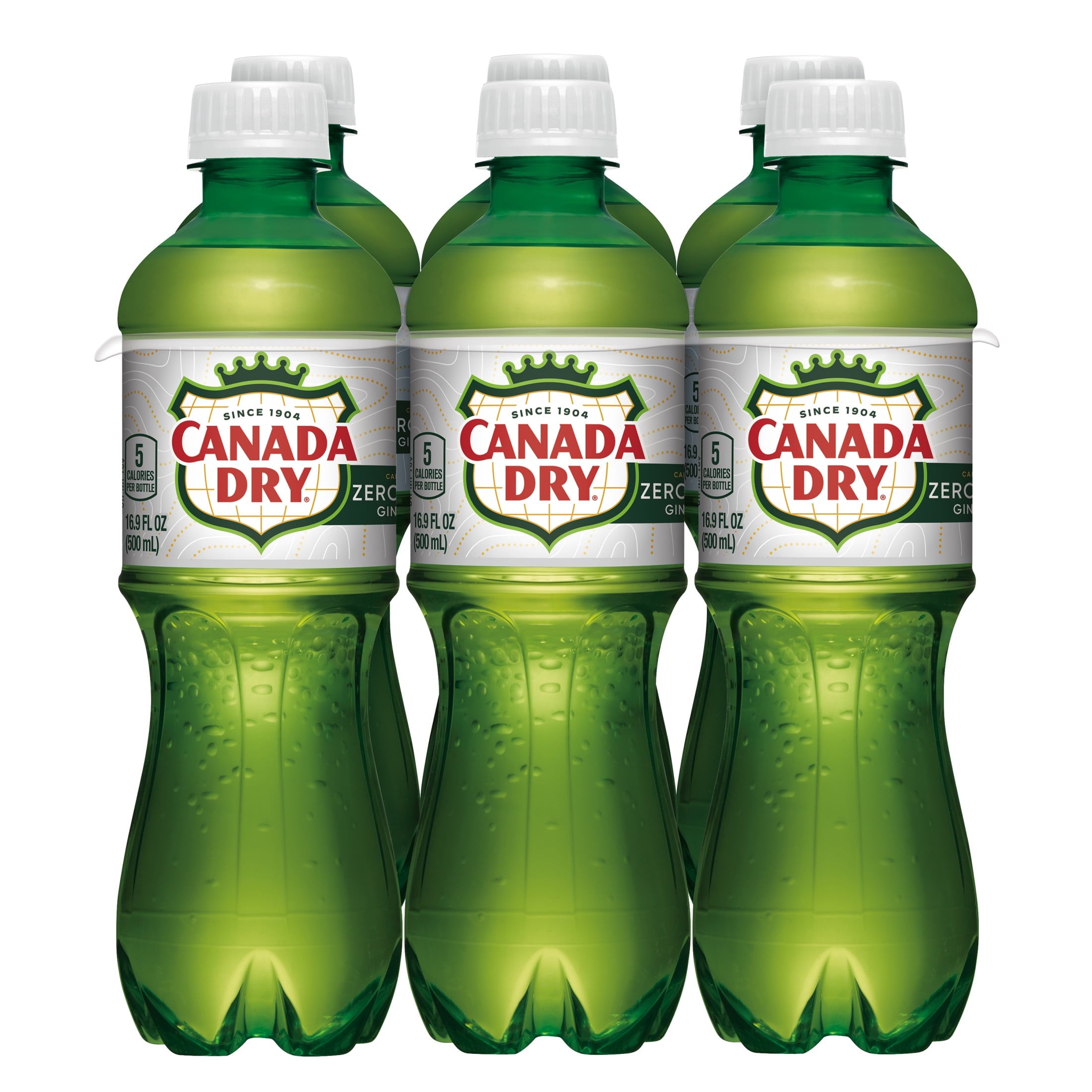 Canada Dry Caffeine Free Zero Sugar Ginger Ale Soda Pop Bottles 16.9 Fl Oz 6 Pack