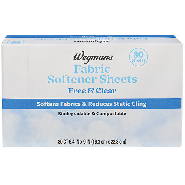 Wegmans Free & Clear Fabric Softener Sheets 80 Ct