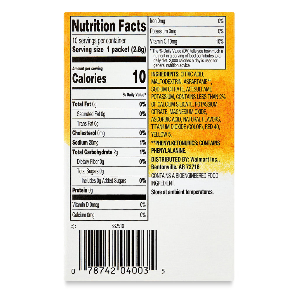 Great Value Sugar-Free Strawberry Mango Powdered Drink Mix 0.1 oz 10 Count