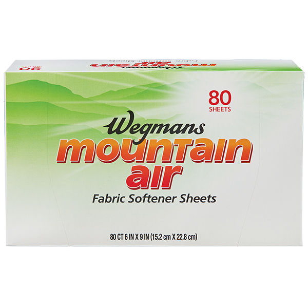 Wegmans Mountain Air Fabric Softener Sheets 80 Count 6x9 Inches