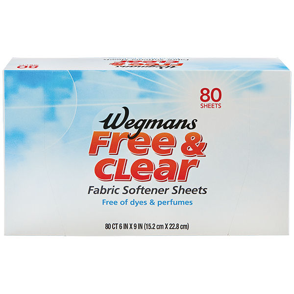 Wegmans Free & Clear Fabric Softener Sheets 80 Count Family Pack