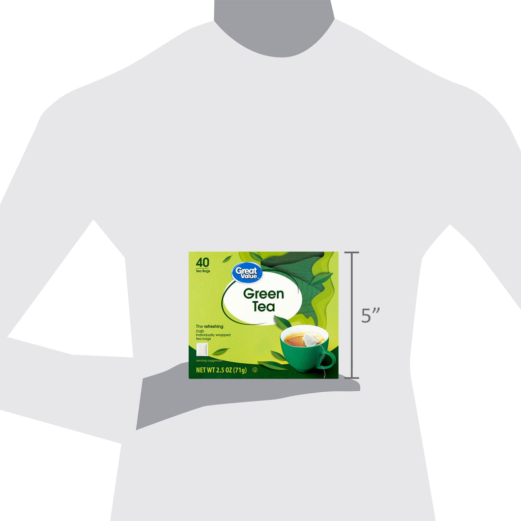 Great Value Naturally Caffeinated Green Tea Bags 2.5 oz 40 Count