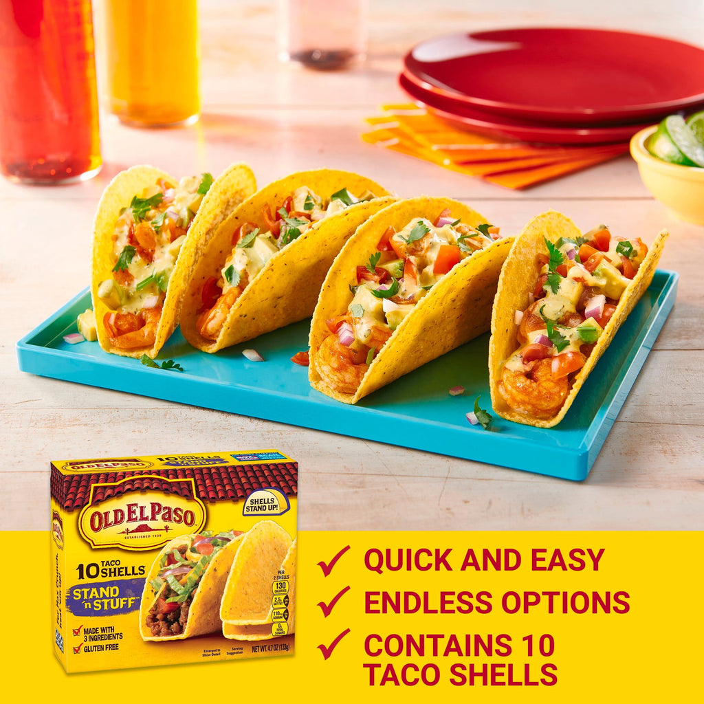 Stand 'N Stuff Crunchy Taco Shells Gluten Free 4.7 Oz 10 Count Old El Paso