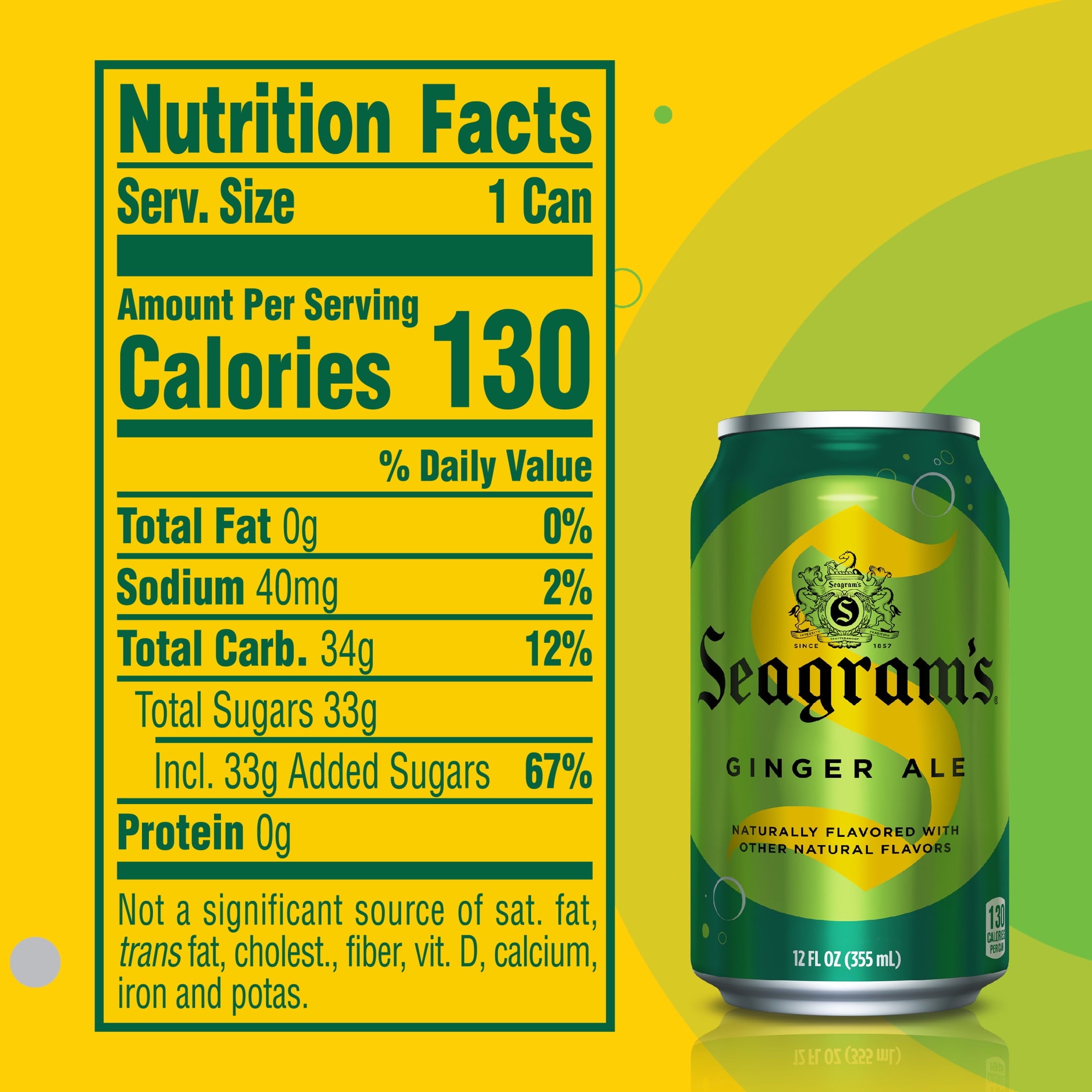 Seagram's Ginger Ale Soda Pop Fridge Pack Cans 12 Fl Oz 12 Pack