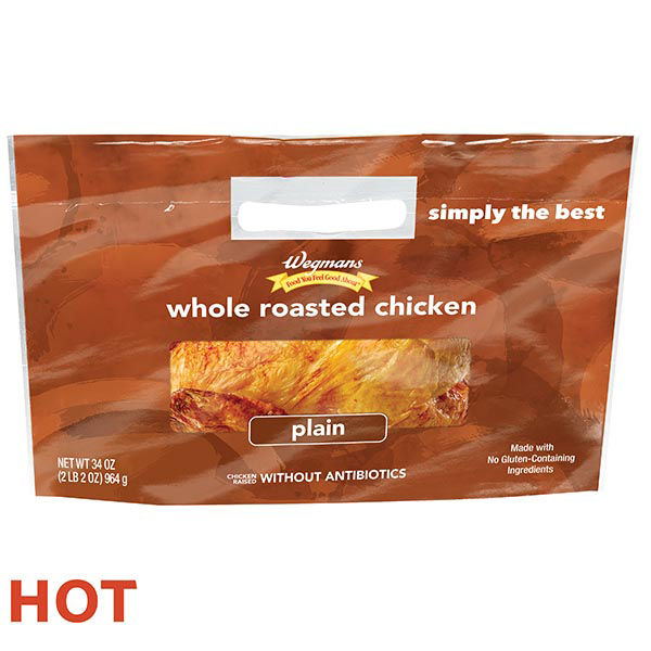 Wegmans Plain Roasted Chicken Hot 34 oz
