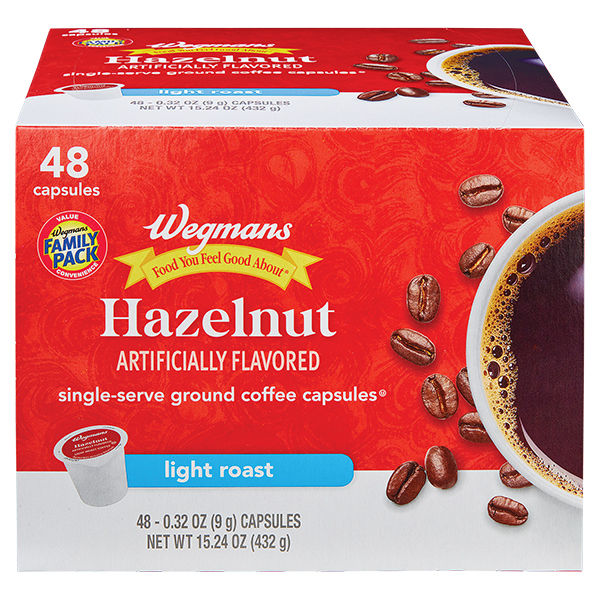 Wegmans Hazelnut Coffee Light Roast Capsules Family Pack 48 Count