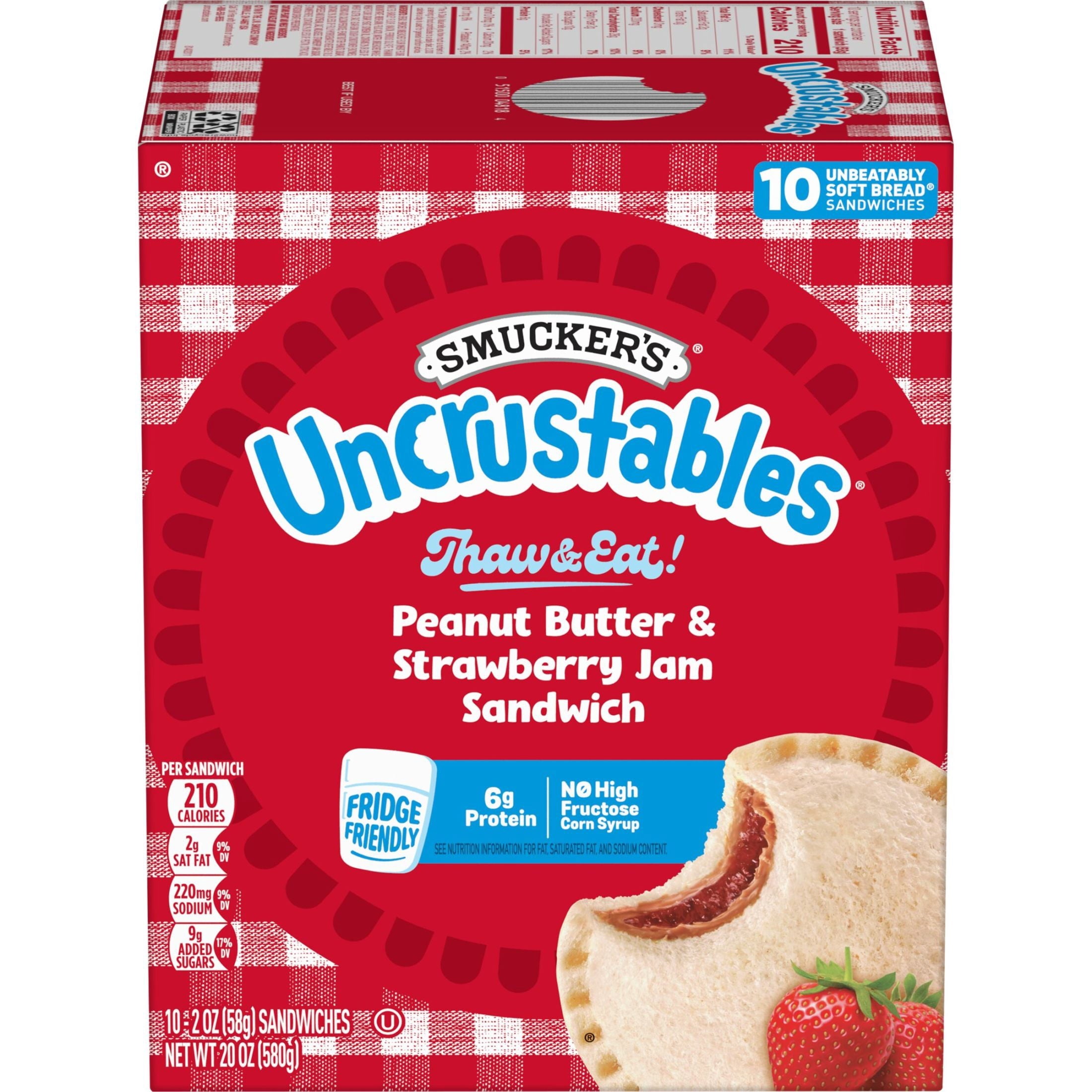 Smucker's Uncrustables Peanut Butter & Strawberry Jam Sandwiches Frozen 20 Oz 10 Count