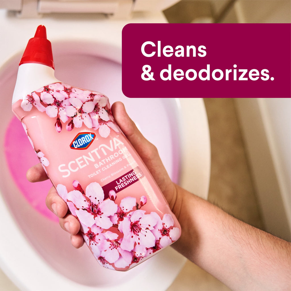 Clorox Scentiva Toilet Bowl Cleaning Gel Cherry Blossom & Peach 24 fl oz