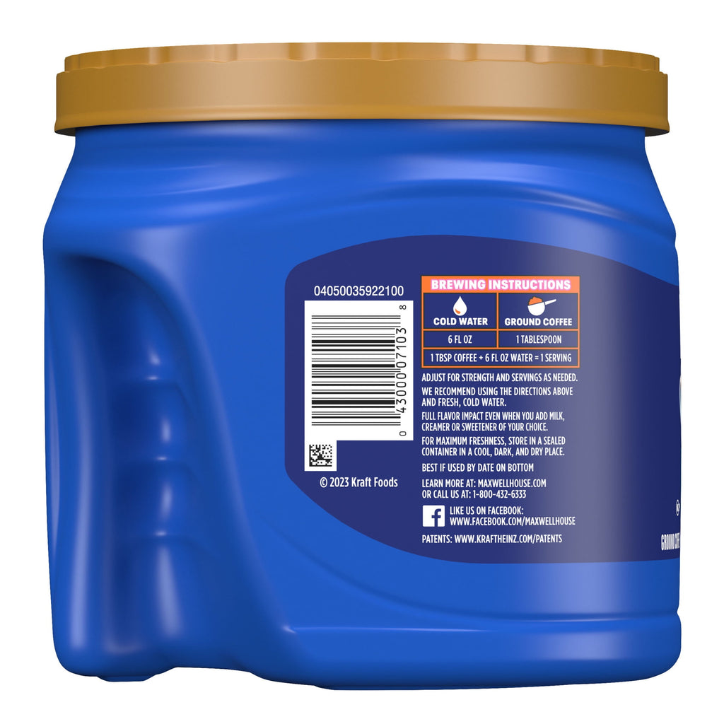 Maxwell House Half Caff Naturally Caffeinated Medium Roast Ground Coffee 25.6 oz Canister