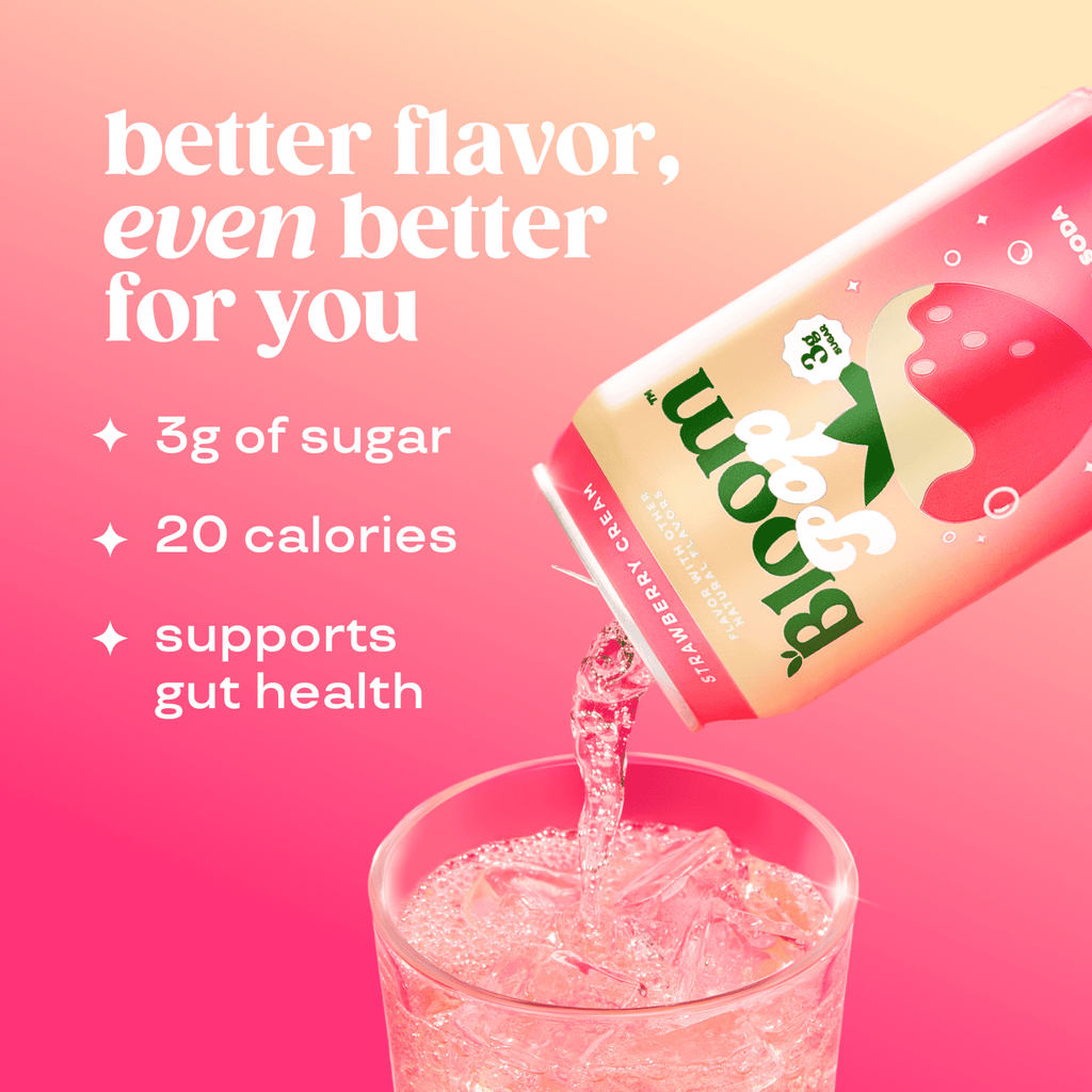 Bloom Pop Strawberries & Cream Prebiotic Soda Can 12 Fl Oz
