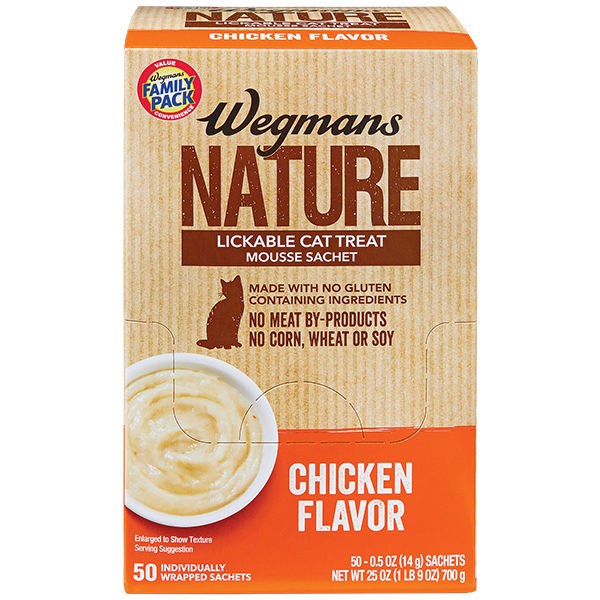 Wegmans Chicken Flavor Lickable Cat Treat Mousse Sachet 50 Count Family Pack