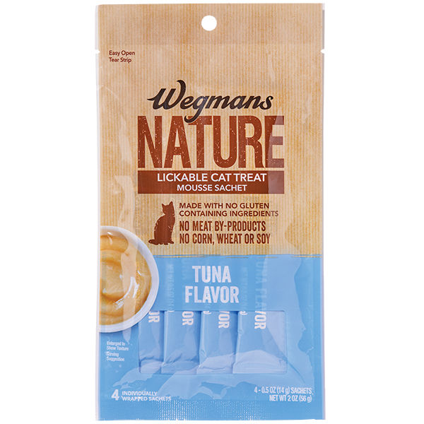 Wegmans Nature Tuna Flavor Lickable Cat Treat Mousse Sachet 4 Count 2 oz