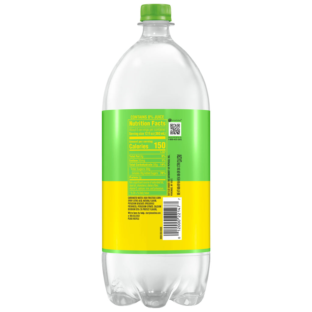 Starry Zero Sugar Lemon Lime Soda Pop Bottle 2 Liter