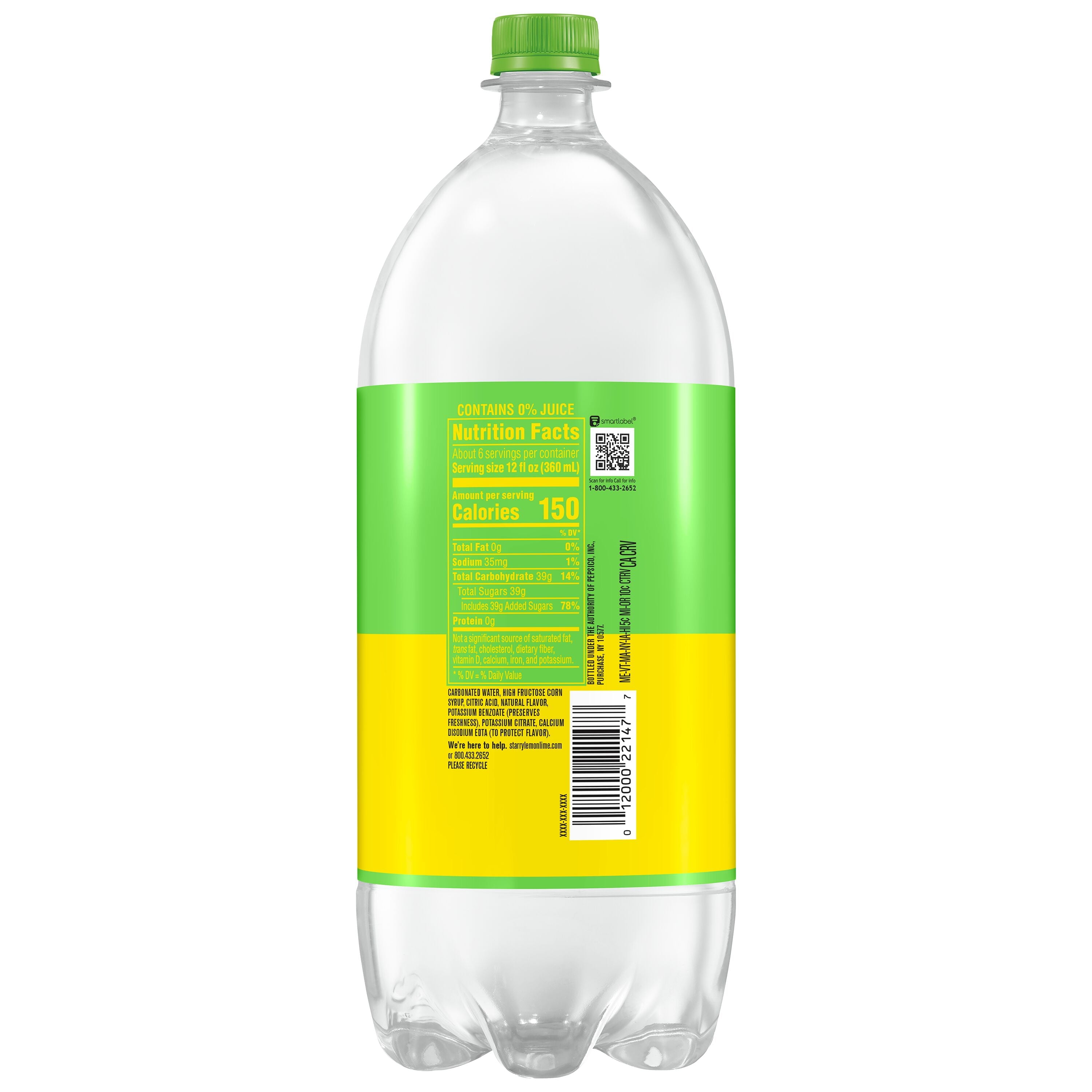 Starry Zero Sugar Lemon Lime Soda Pop Bottle 2 Liter